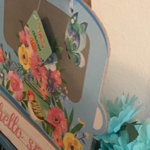 Hello Spring Blue Pick Truck MDF Hanging Wall Sign - Picture 9 of 13